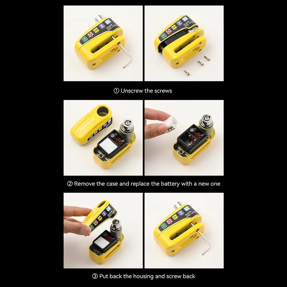 Motorcycle Alarm Disc Brake Lock Bicycle Wheel Disk Padlock Security Waterproof Anti-Theft Lock Scooter Alarma Disc Brake Lock thumbnail 5