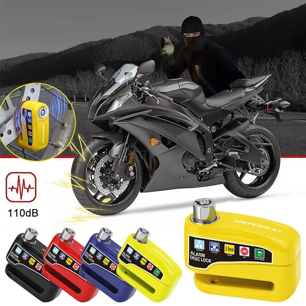 Motorcycle Alarm Disc Brake Lock Bicycle Wheel Disk Padlock Security Waterproof Anti-Theft Lock Scooter Alarma Disc Brake Lock thumbnail 2