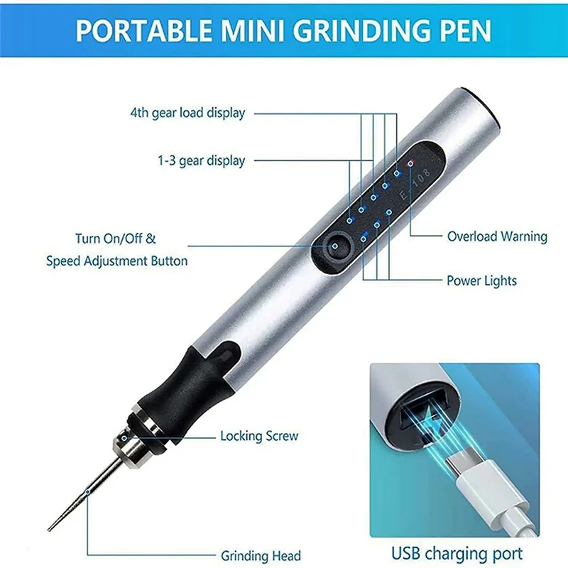 USB Customizer Professional Engraving Pen 30 Bits, Rechargeable Engraving Pen Cordless, Engraver Tool for Metal thumbnail 5