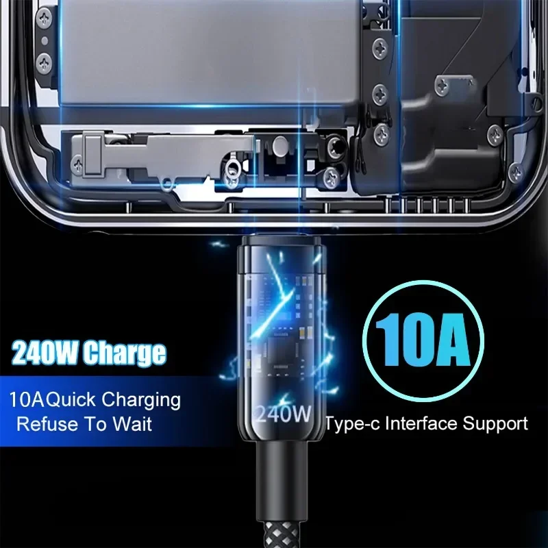 240W USB Type C Cable Fast Charging Cable For Laptop Tablet iPad iPhone17 16 15 Samsung Xiaomi17 Huawei USB C Charger Cord 1m 2m thumbnail 3