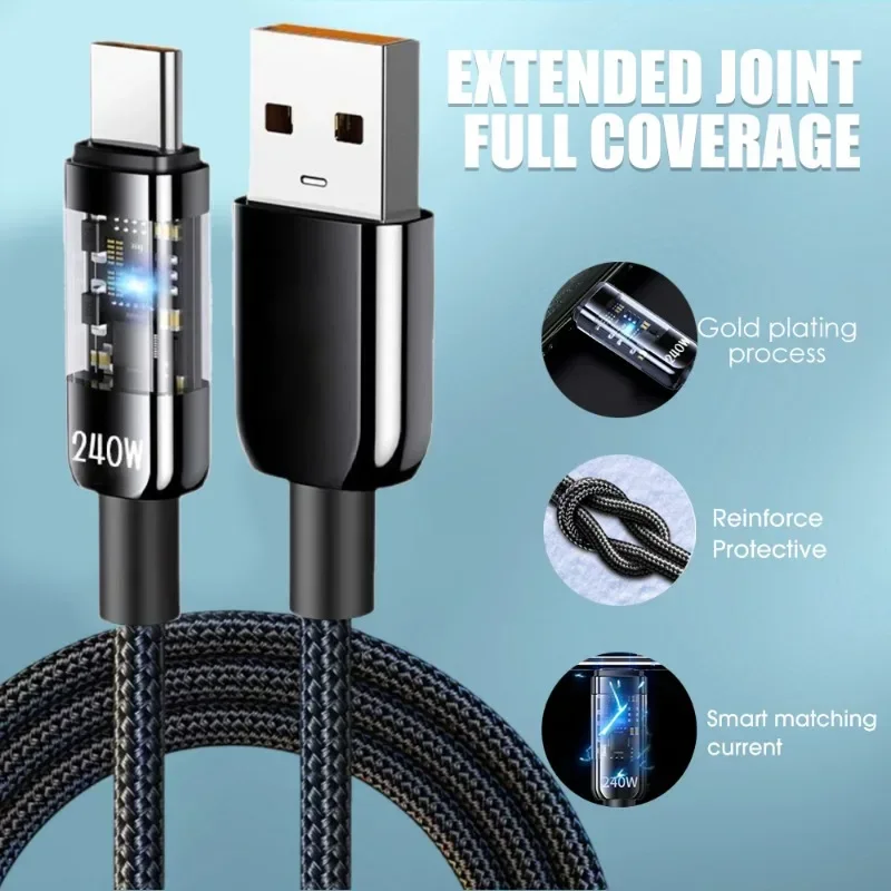 240W USB Type C Cable Fast Charging Cable For Laptop Tablet iPad iPhone17 16 15 Samsung Xiaomi17 Huawei USB C Charger Cord 1m 2m thumbnail 2