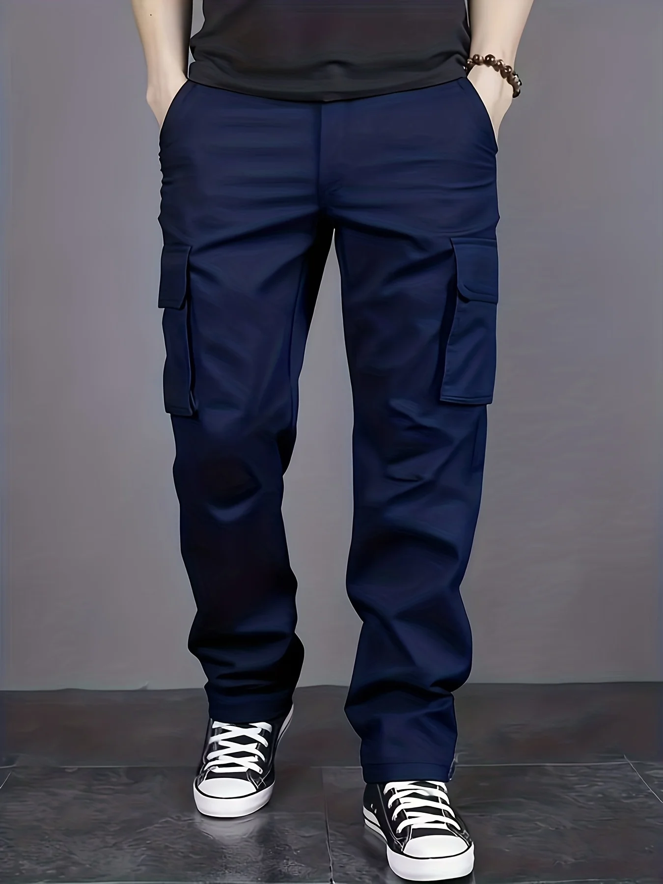 Men's casual multi pocket work pants with loose fit and drawstring waistband suitable for hikingfishingand outdoor exploration thumbnail 6