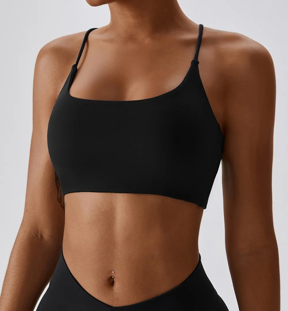 Women fitness Fitness Sport Bra Top Gym Yoga underwear Athletic With Chest Pad U-neck spaghetti straps cross beauty back hollow thumbnail 4