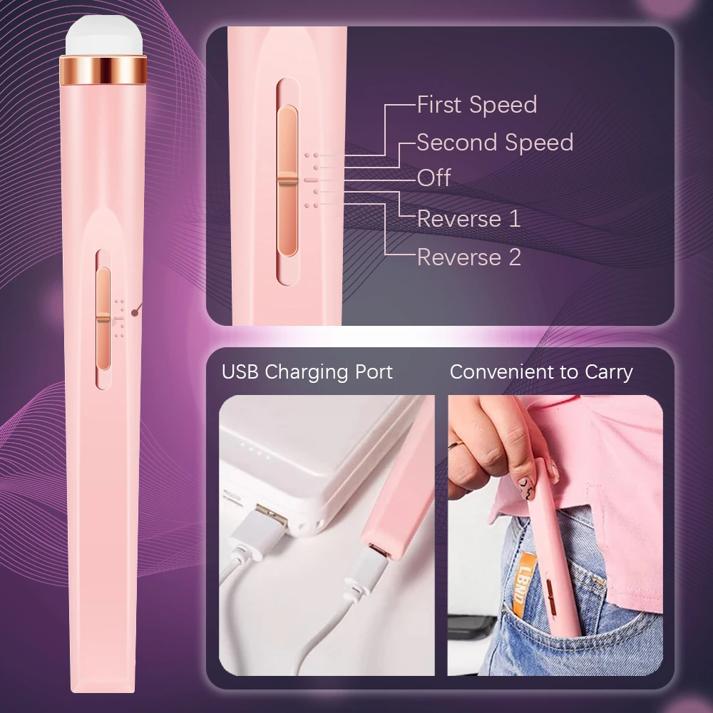 YIKOOLIN 5 in 1 Electric Nail File Electric Nail Drills with LED Light 4 Speed Cordless Nail Drill Care Hand Manicure Tool Set thumbnail 3