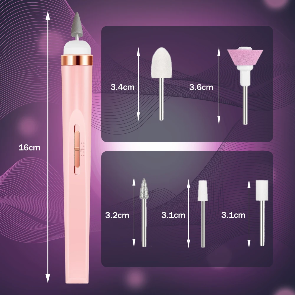 YIKOOLIN 5 in 1 Electric Nail File Electric Nail Drills with LED Light 4 Speed Cordless Nail Drill Care Hand Manicure Tool Set thumbnail 6