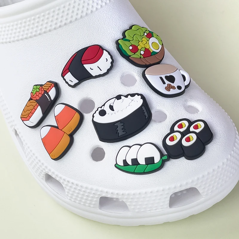 1/16pcs Food Shoe Charms Sushi Rice Ball Squid Coffee Shoe Clips Accessories Decorations Pins Clog Jeans for Kids Women Gift thumbnail 5