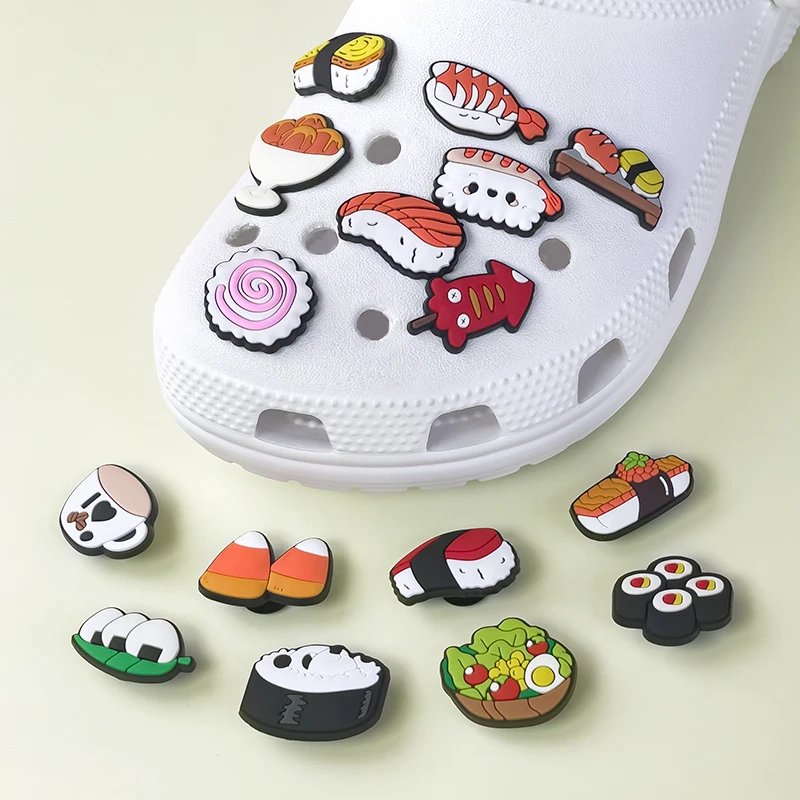 1/16pcs Food Shoe Charms Sushi Rice Ball Squid Coffee Shoe Clips Accessories Decorations Pins Clog Jeans for Kids Women Gift thumbnail 6
