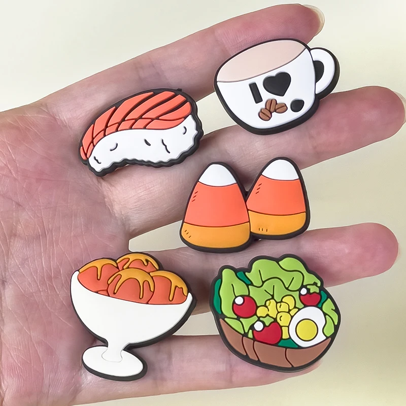1/16pcs Food Shoe Charms Sushi Rice Ball Squid Coffee Shoe Clips Accessories Decorations Pins Clog Jeans for Kids Women Gift thumbnail 4