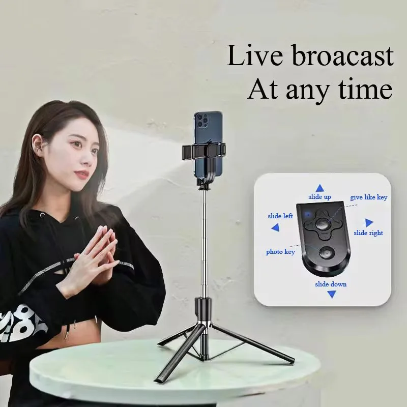 1.67M Long Extended Bluetooth Wireless Selfie Stick Live Broacast Stand Holder Tripod Foldable With Fill Light For Smartphones thumbnail 2