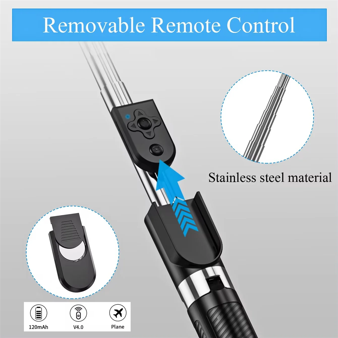 1.67M Long Extended Bluetooth Wireless Selfie Stick Live Broacast Stand Holder Tripod Foldable With Fill Light For Smartphones thumbnail 3