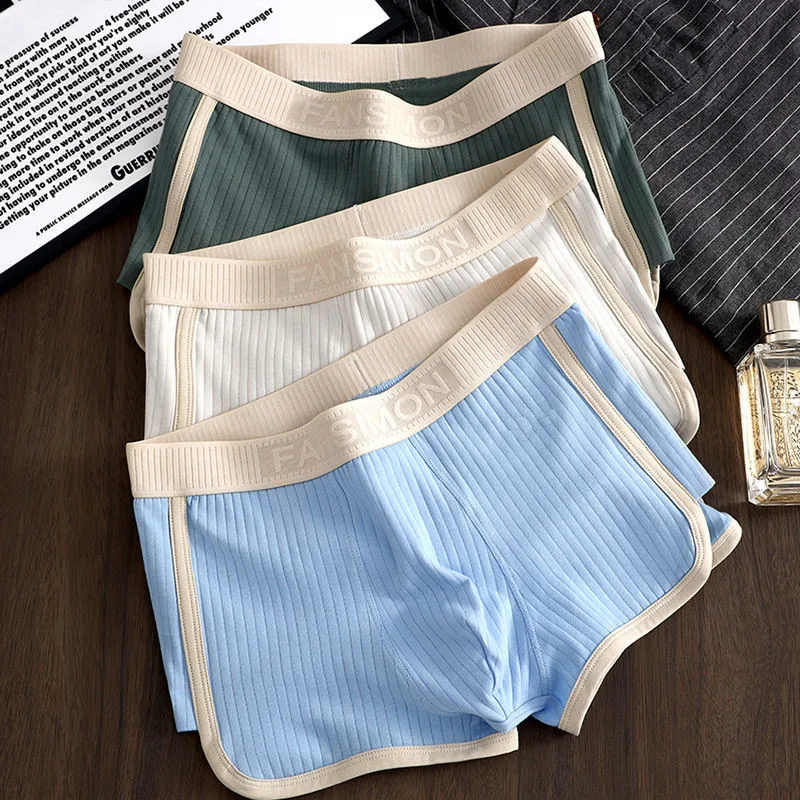 1/3PCS Solid Striped Men's Boxer Sexy Breathable Mesh U Crotch Underwear High Elastic Widen Waistband Underpants sports thumbnail 2