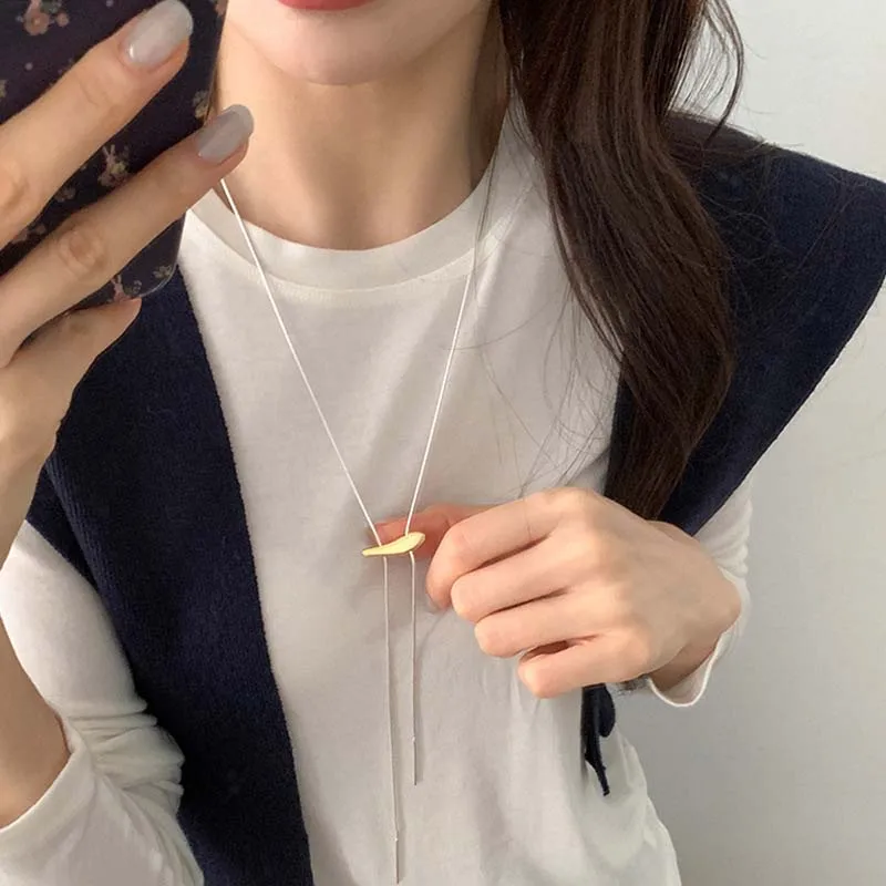 Fashion Metal Long Pull Necklaces for Women Luxury Elegant Silver Color Matte Snake Bone Chain Necklace Jewelry Accessories Gift thumbnail 2