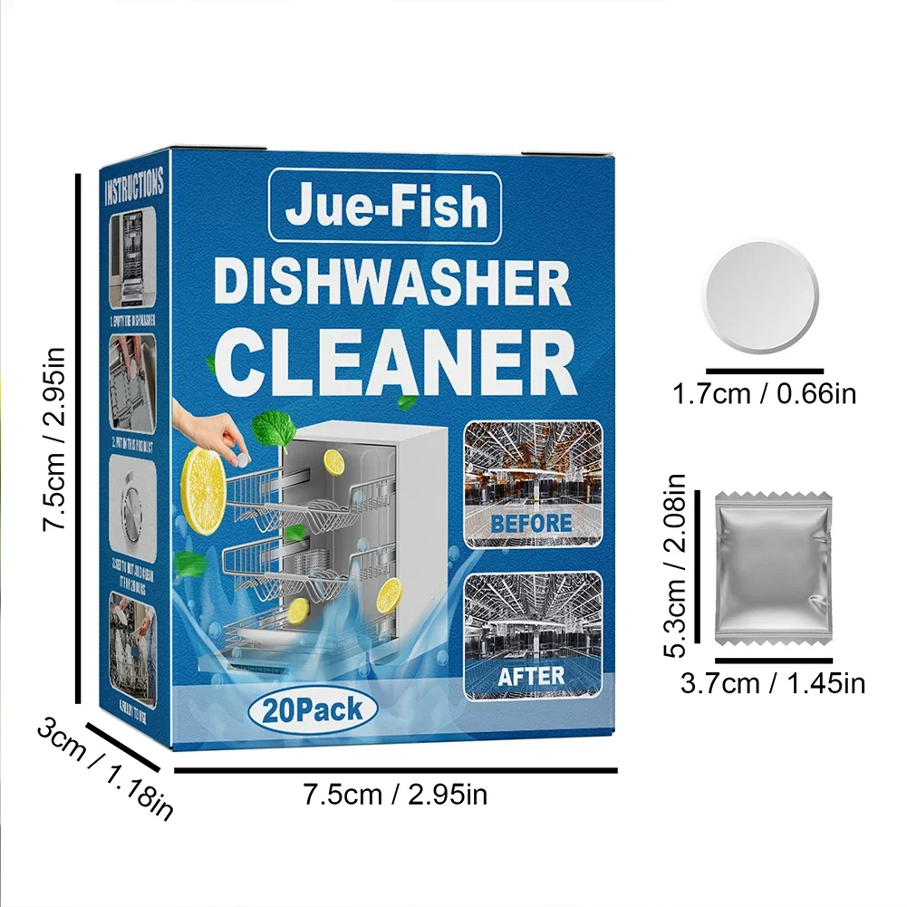 20pcs Dishwasher Cleaner Tablets Strong Dirt and Oil Removal Cleaning Sheet Descaling Detergent Tablets Kitchen Cleaning Tools thumbnail 6