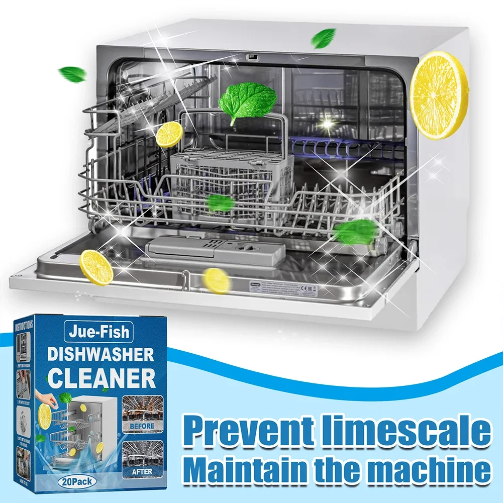 20pcs Dishwasher Cleaner Tablets Strong Dirt and Oil Removal Cleaning Sheet Descaling Detergent Tablets Kitchen Cleaning Tools thumbnail 5