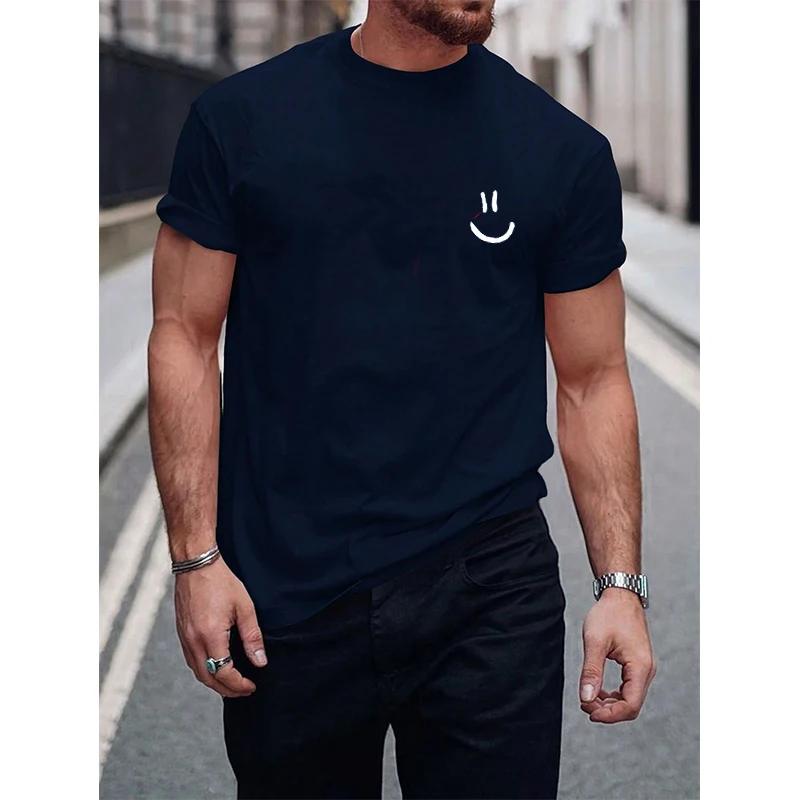 Funny Smily Face Print Tshirt Men Summer Casual Round Neck Short Sleeve Clothes Harajuku Unisex Polyester Tee Streetwear Tops thumbnail 6