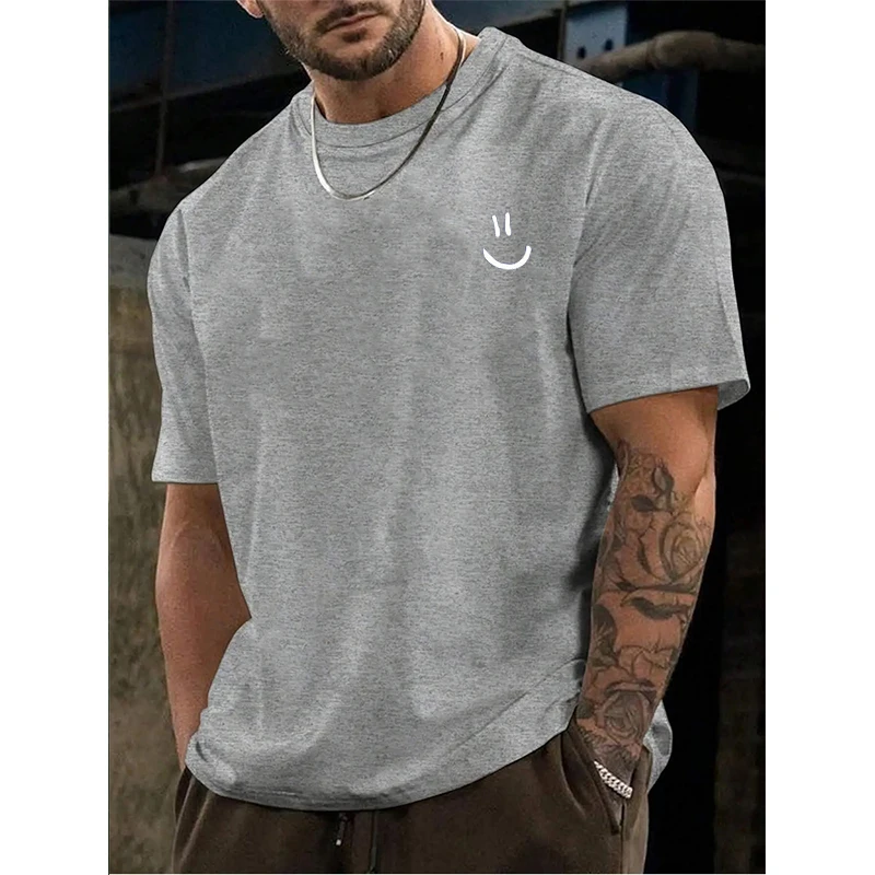 Funny Smily Face Print Tshirt Men Summer Casual Round Neck Short Sleeve Clothes Harajuku Unisex Polyester Tee Streetwear Tops thumbnail 3