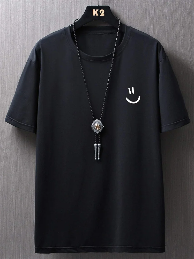 Funny Smily Face Print Tshirt Men Summer Casual Round Neck Short Sleeve Clothes Harajuku Unisex Polyester Tee Streetwear Tops thumbnail 4
