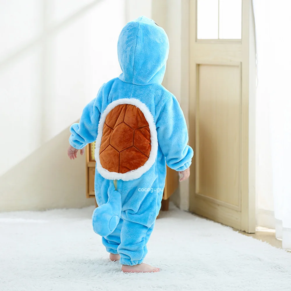 Boys Girls Squirtle Costume 0-3 Y Baby Romper Anime Pokemon Cosplay Kigurumi Blue Cute Pajama Onesie Halloween Animal Clothes thumbnail 5