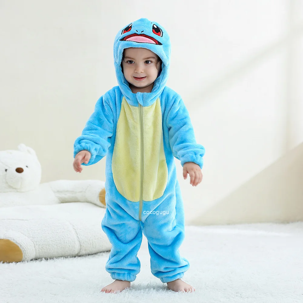Boys Girls Squirtle Costume 0-3 Y Baby Romper Anime Pokemon Cosplay Kigurumi Blue Cute Pajama Onesie Halloween Animal Clothes thumbnail 4