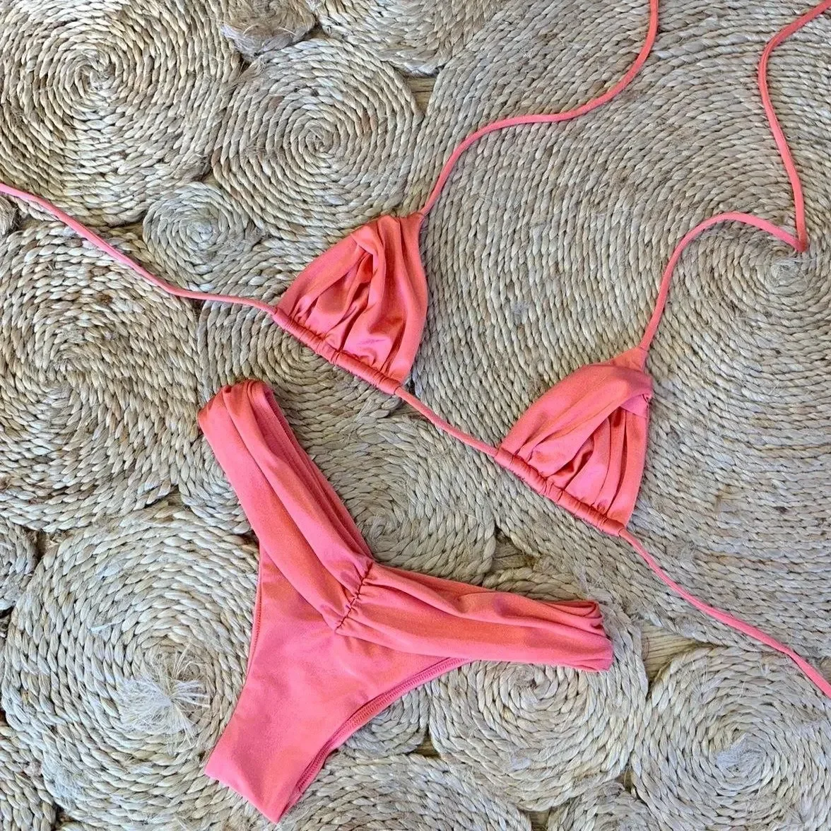 Bandage Bikinis Set Sexy Bikini Sets Solid Swimsuit Women Beachwear 2024 Summer Swimwear High Cut Bathing Suit Beach Biquinis thumbnail 4