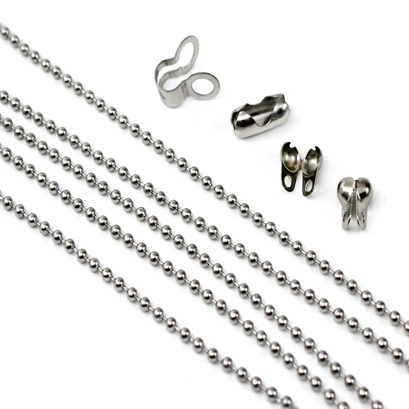 2-5Meter/Lot Stainless Steel Ball Chain Necklaces Making with 20Pcs Clasp Connectors / for Keychain DIY Jewelry Making Wholesale thumbnail 3