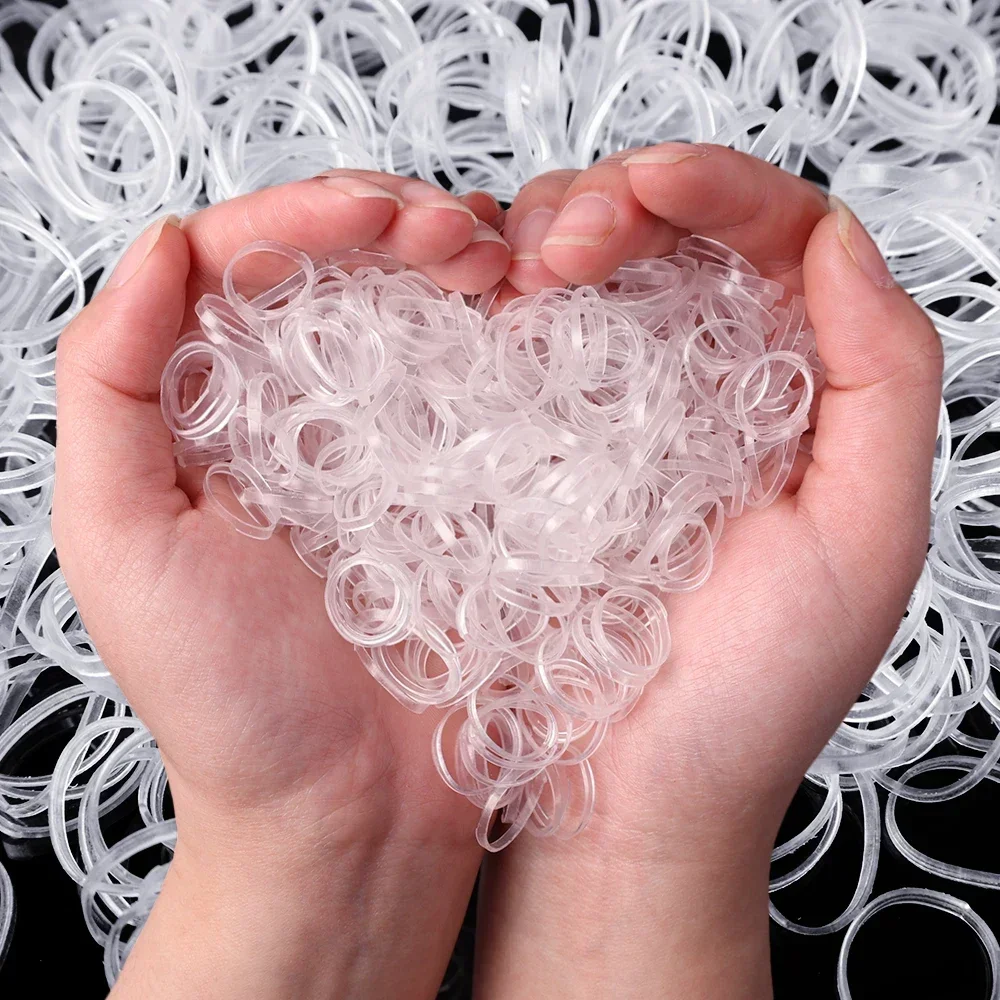 200/2000pcs Girls Disposable Rubber Bands Clear Elastic Hair Bands Children Ponytail Holder Ties Headband Kids Hair Accessories thumbnail 6