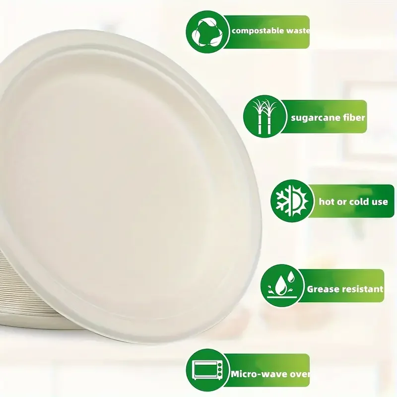 20/50pcs 7 Inch Disposable Plates Eco-Friendly Degradable Paper Plate For Barbecue Picnic Office Birthday Party Supplies thumbnail 4