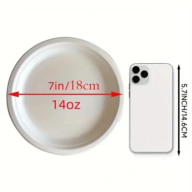 20/50pcs 7 Inch Disposable Plates Eco-Friendly Degradable Paper Plate For Barbecue Picnic Office Birthday Party Supplies thumbnail 6