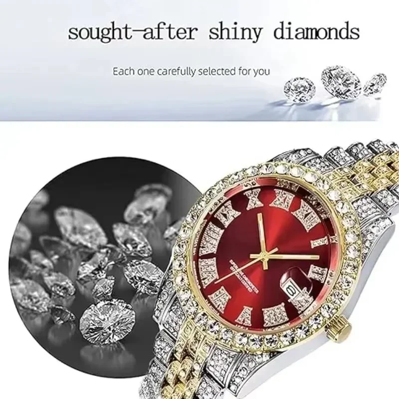 Fashion Full Iced Out Watch for Men Multiple Colors Hip Hop Mens Watch Fashion Cool Bling Diamond Luxury Mens Watches Clock thumbnail 4