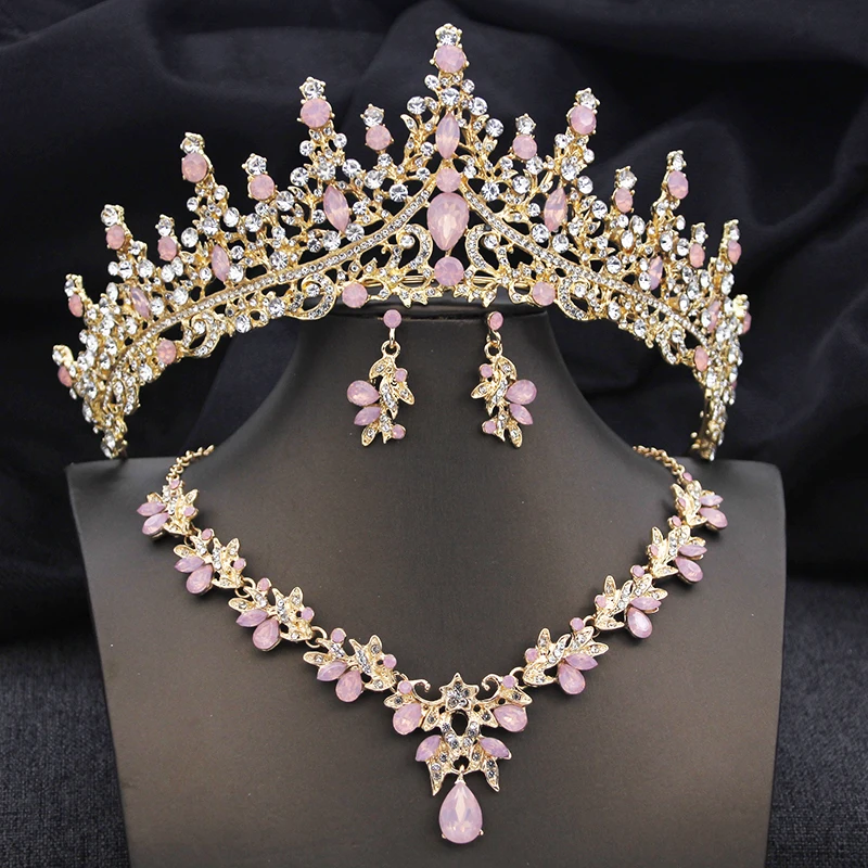 Elegant Bridal Jewelry Sets Princess 3 Pcs Tiaras and Necklace Earrings for Party Prom Birthday Wedding Hair Accessories thumbnail 2