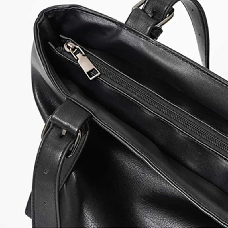Soft Leather Tote Bag for Men Japanese Korea Style Business Casual Street Handbag Male Large Capacity Zipper Laptop Underam Bags thumbnail 6