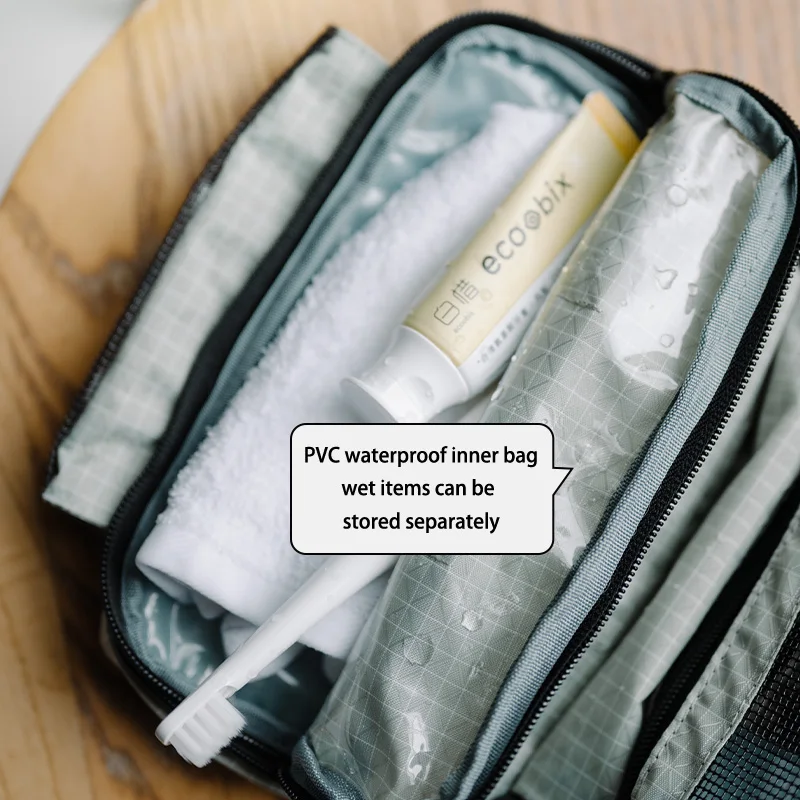 Naturehike SN03 Travel Hanging Toiletry Bag Water-proof Cosmetic Storage Bag PVC Wet Dry Separated Bag  Camping Hiking Wash Bag thumbnail 2