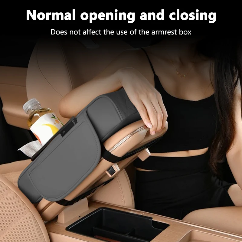 Car Armrest Storage Box, Car Center Console Organizer, Armrest Heightening Cushion with Cup Holder Armrest Storage Organizer Box thumbnail 5