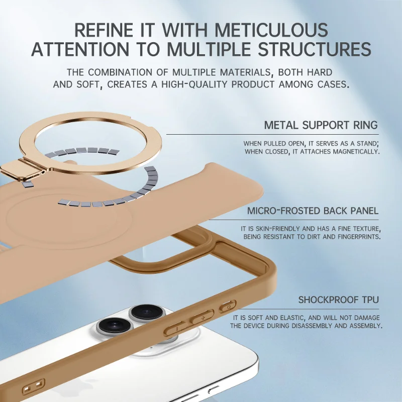 Shockproof Magnetic Kickstand Matte Case For iPhone 16 15 14 Plus 13 12 11 Pro Max Case With Holder Stand Cover for Magsafe thumbnail 3