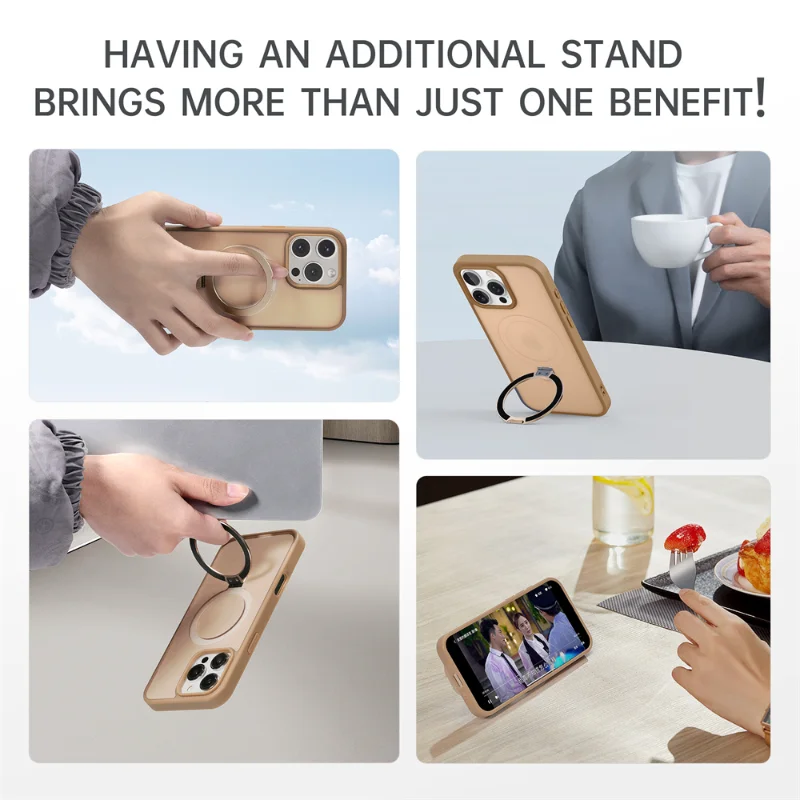 Shockproof Magnetic Kickstand Matte Case For iPhone 16 15 14 Plus 13 12 11 Pro Max Case With Holder Stand Cover for Magsafe thumbnail 5
