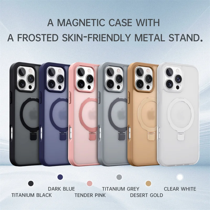 Shockproof Magnetic Kickstand Matte Case For iPhone 16 15 14 Plus 13 12 11 Pro Max Case With Holder Stand Cover for Magsafe thumbnail 6