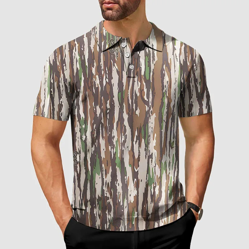 Classic Outdoor Sport Golf Polo Shirt Men's Clothing Short Sleeve Button Shirts 3D Print Camouflage Colorful Street Fashion Top thumbnail 2