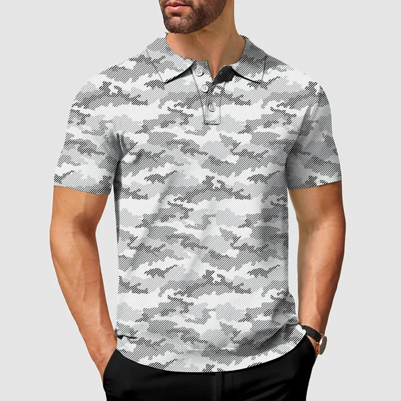Classic Outdoor Sport Golf Polo Shirt Men's Clothing Short Sleeve Button Shirts 3D Print Camouflage Colorful Street Fashion Top thumbnail 4