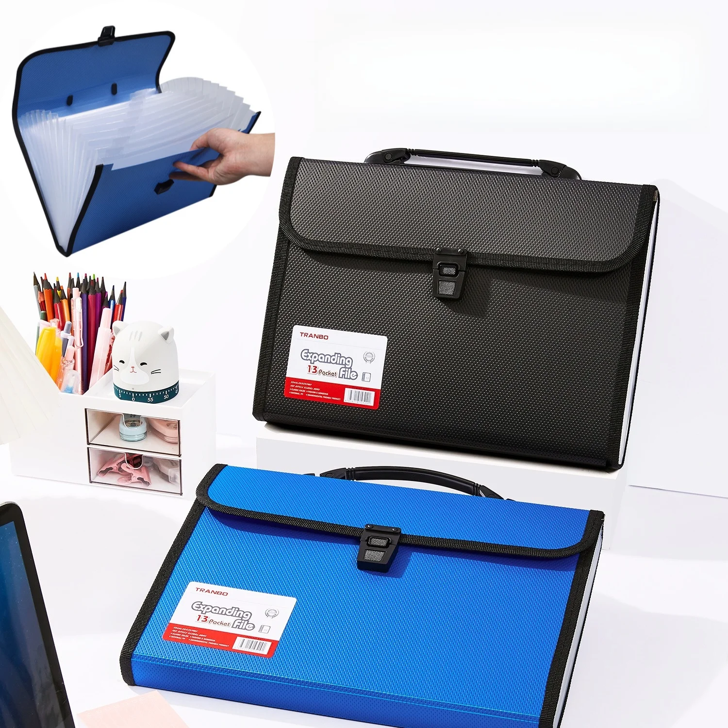 Vertical Organ Bag Thickened A4 File Folder Student Test Paper Data Storage File Bag Office Document Organizer Handheld Folder