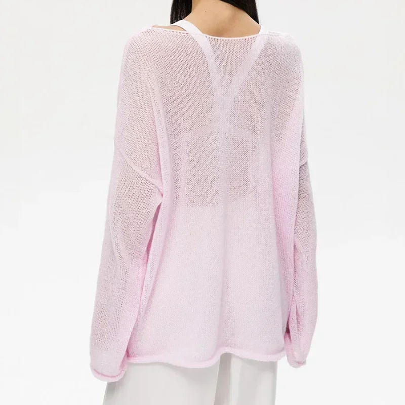 Elegant Sweater Women 2024 Summer Autumn Casual Fashion Loose Women Pullovers Chic Pink White Jumper Sueter Mujer thumbnail 6