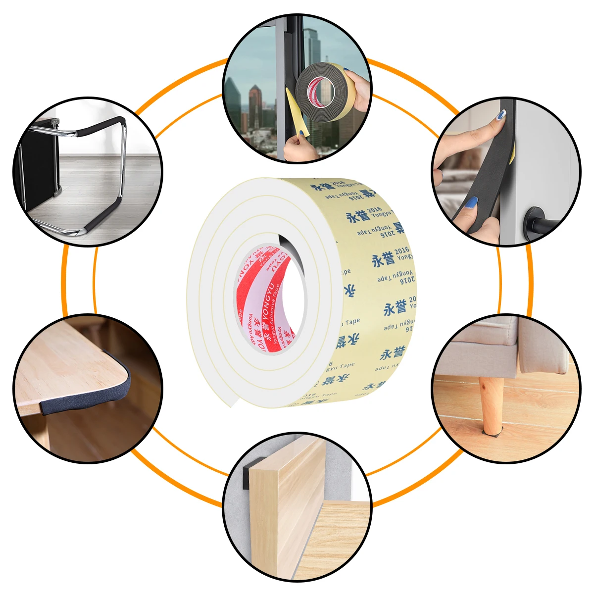Rubber Self Adhesive Sponge Seal Strip Single Sided Adhesive EVA Black Foam Anti-collision Seal Gasket Width10-50mm Thick 1-5mm thumbnail 5