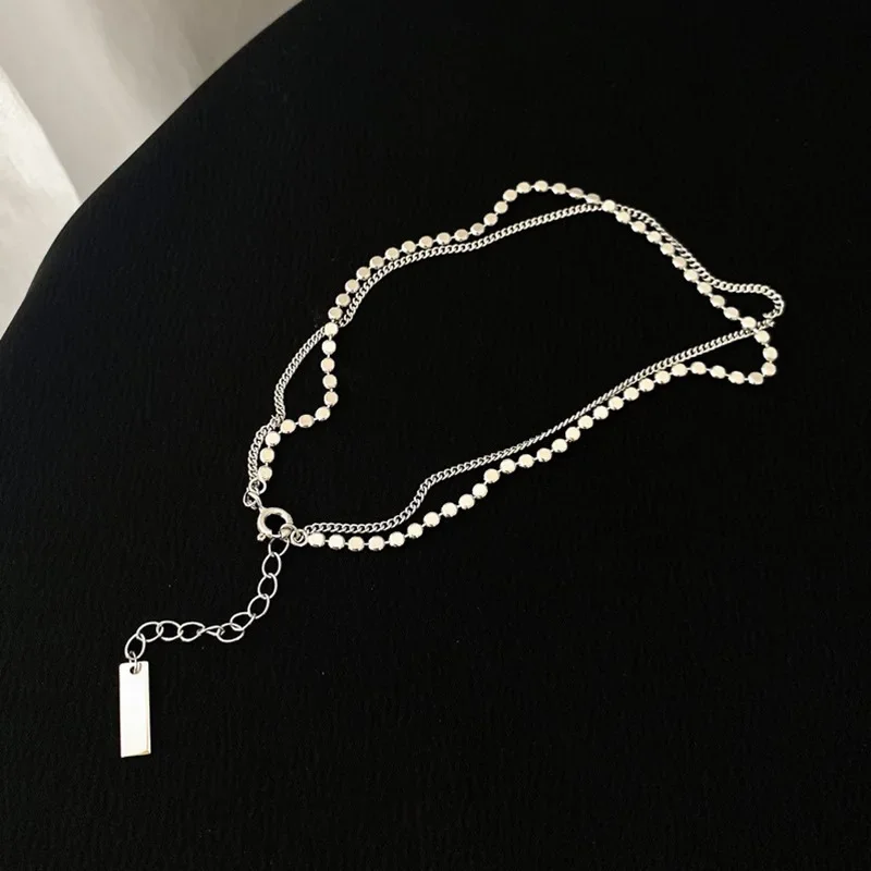 925 Sterling Silver New Trendy Double Layer Round Brand Anklet bracelet Female Simple Temperament Sexy Hot Chain Jewelry