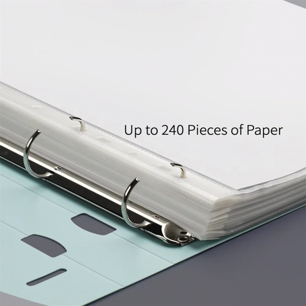 A4 File Folders Display Book 4 Hole Binder Folders Morandi Color Waterproof Document Ring Binder Folder Office School Supplies thumbnail 5