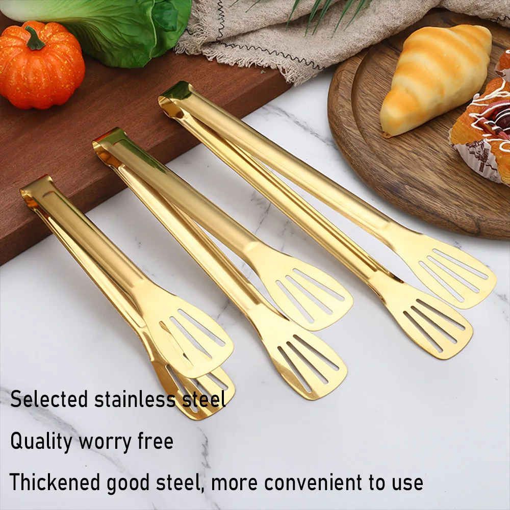 Stainless Steel Anti-Slip Food Clamp Kitchen Utensils Buffet Cooking Tool Bread Clip Accessories for Desserts Salads Barbecue thumbnail 3