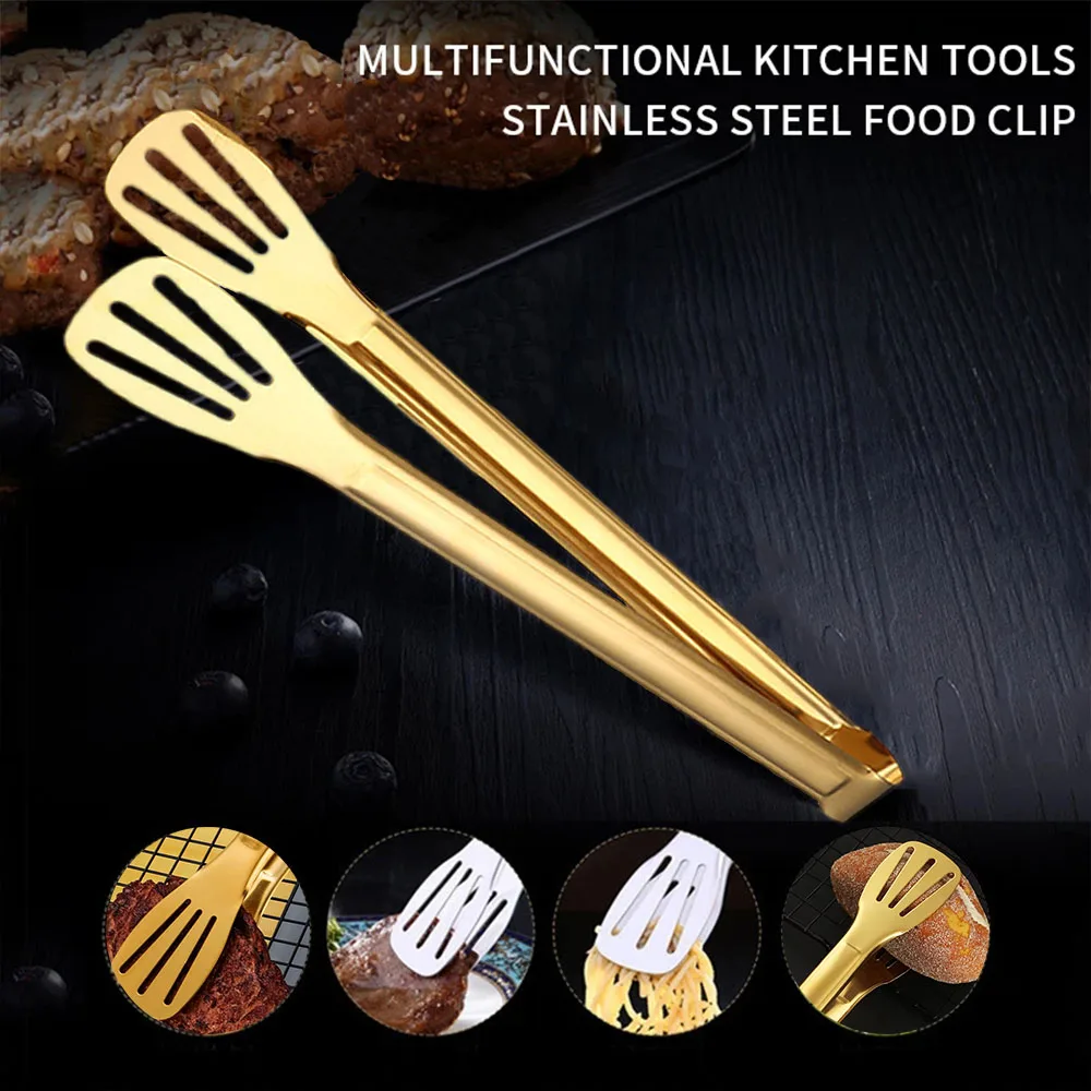 Stainless Steel Anti-Slip Food Clamp Kitchen Utensils Buffet Cooking Tool Bread Clip Accessories for Desserts Salads Barbecue