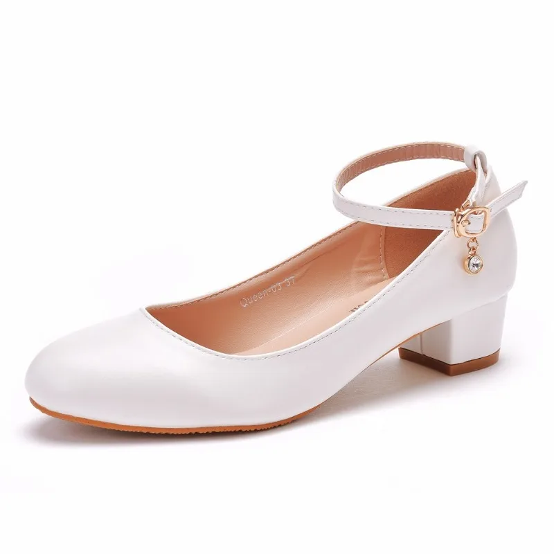 XIHAHA New Fashion Women Drill Sexy Dance Shoes Full Dress Thin Woman Round Head Shoe White Marry Sandals with Single Shoes thumbnail 2