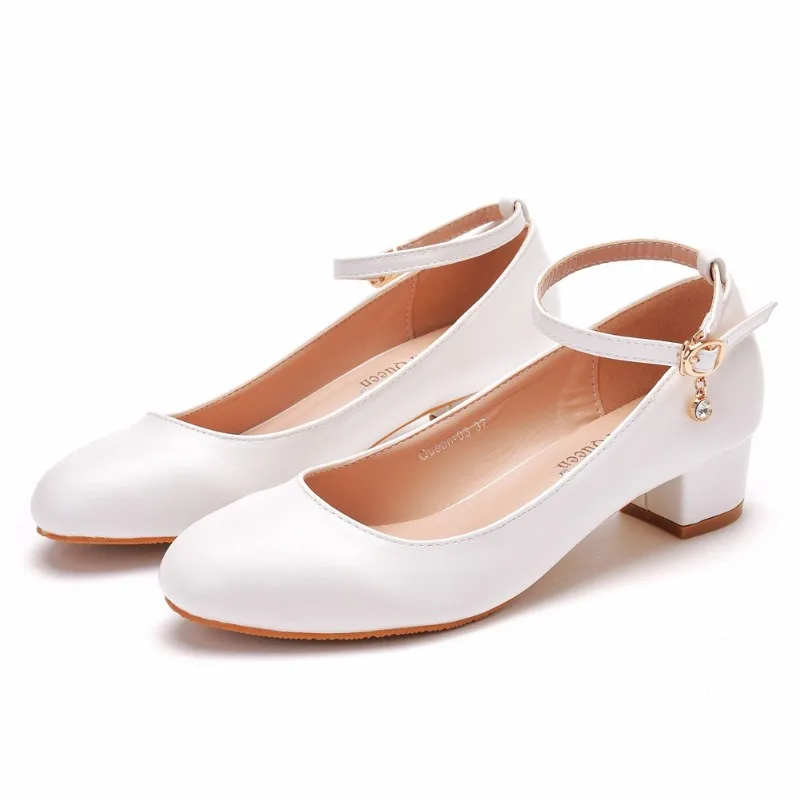 XIHAHA New Fashion Women Drill Sexy Dance Shoes Full Dress Thin Woman Round Head Shoe White Marry Sandals with Single Shoes thumbnail 6