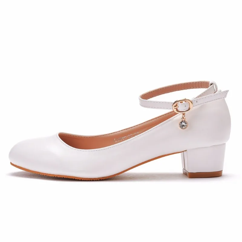 XIHAHA New Fashion Women Drill Sexy Dance Shoes Full Dress Thin Woman Round Head Shoe White Marry Sandals with Single Shoes thumbnail 5