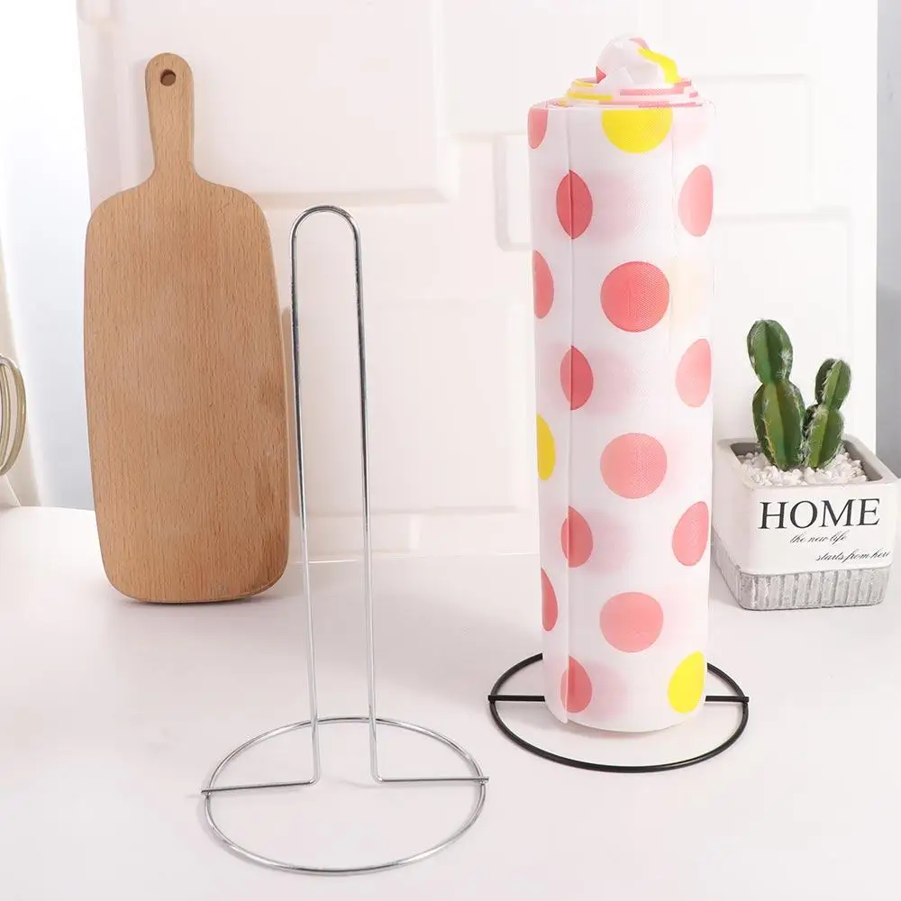 Stainless Steel Roll Paper Towel Holder Black/Silver One-handed Tear Vertical Napkins Rack Free Standing Tissue Stand Kitchen thumbnail 2