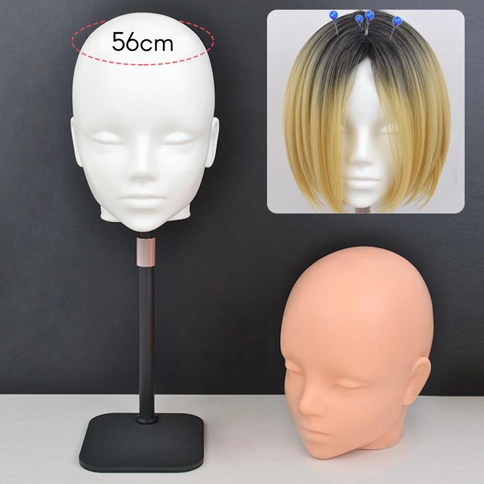 Mannequin Head Wig Stand With Adjustable Wig Tripod Stand Holder For Wigs Making Display With T Pins/Wig Cap Training Practice thumbnail 2
